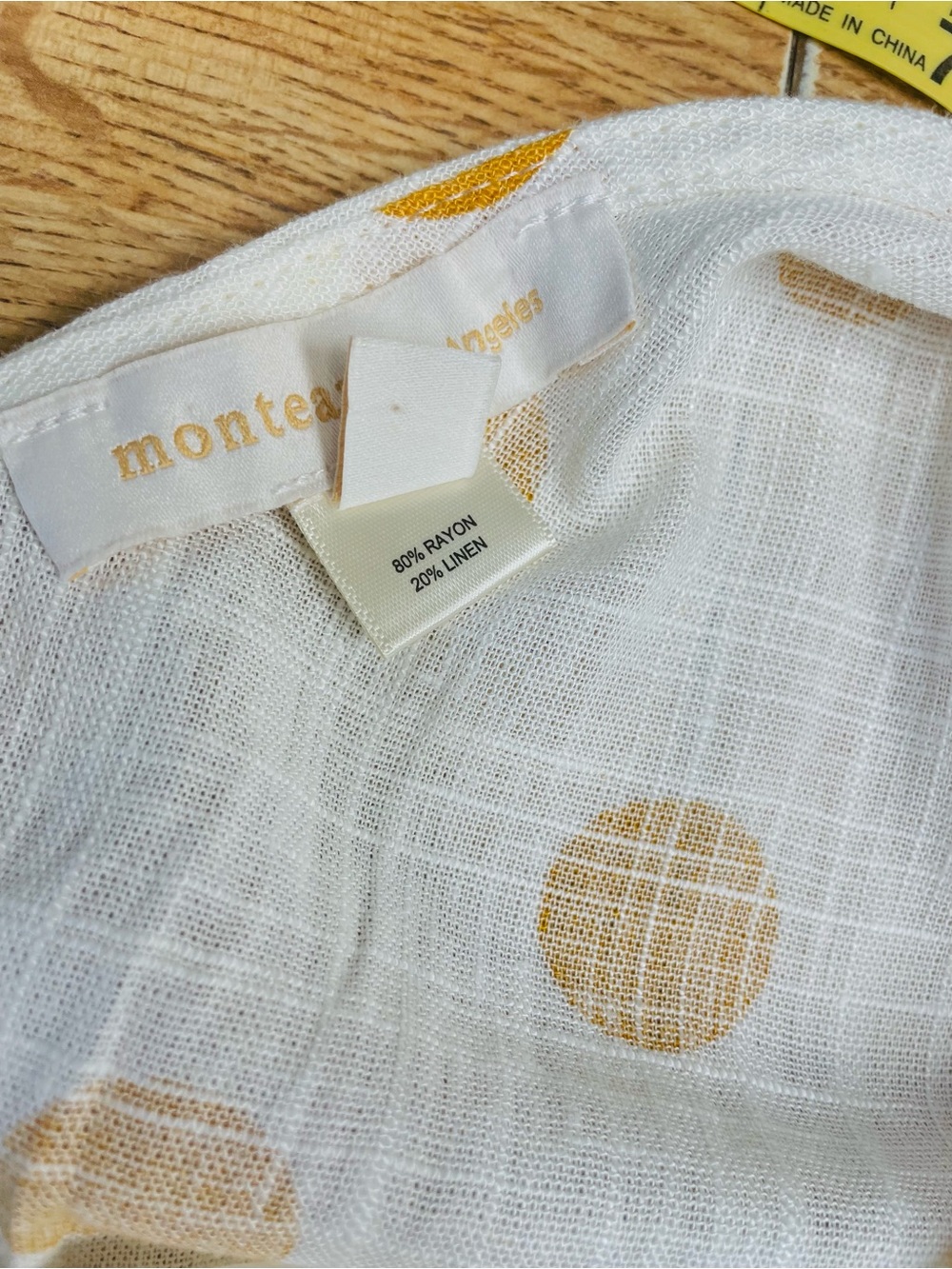 Monteau Cream Jumpsuit with Mustard Polka Dot Print and Belt - Picture 8 of 10